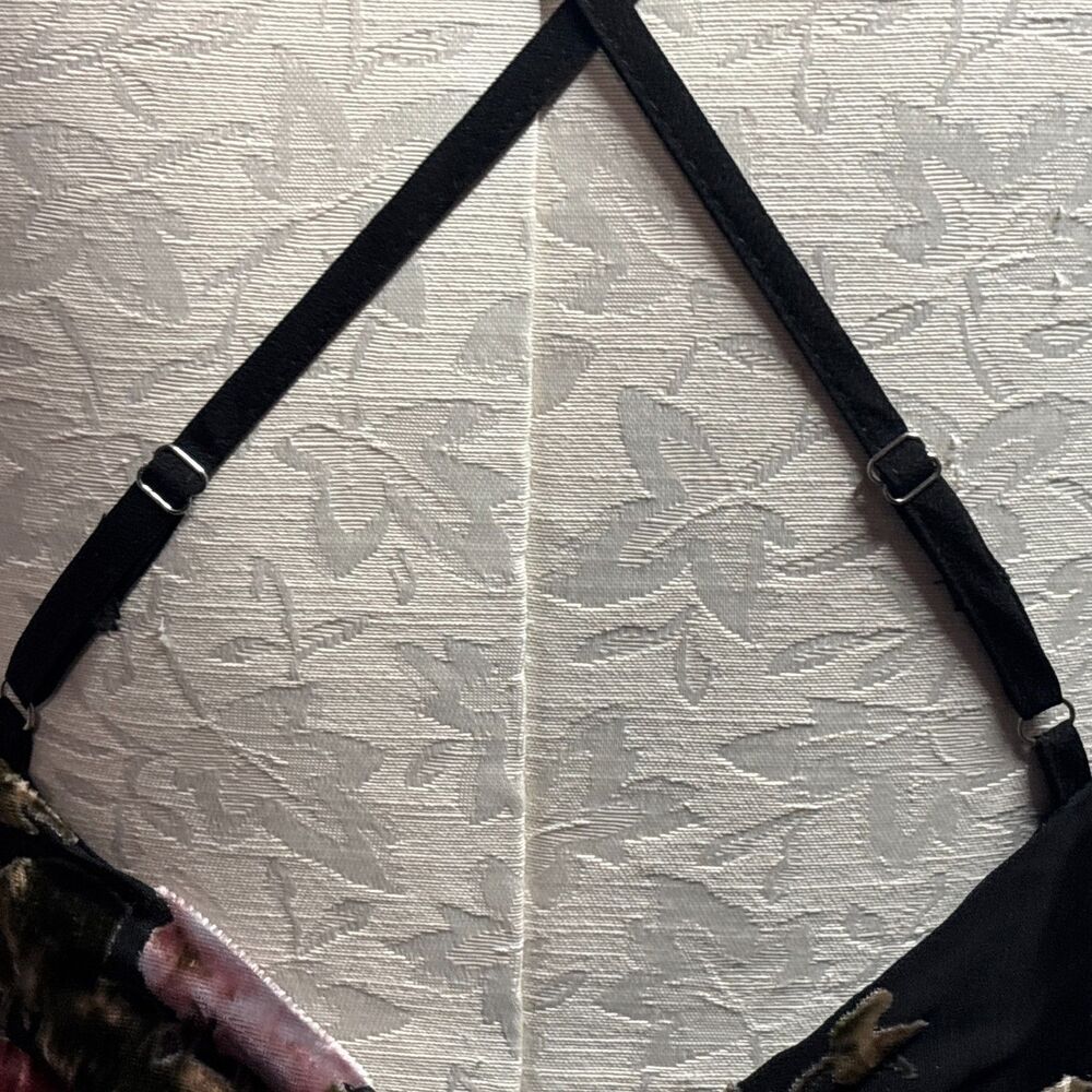 Olia Adjustable Strap Velvet Floral Burnout Whimsigoth Fairy Maxi Dress Size M - Picture 8 of 16